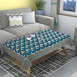 Decorative Table Cloth Cover 4 to 6 Seater with Floral Pattern, Blue, 91.44 x 137.16 cm, (54 INCH x 36 INCH) Geometric Border-image-39