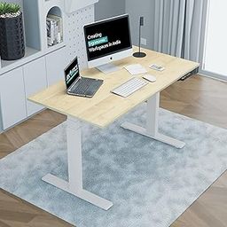 JIN OFFICE Electric Height Adjustable Desk | Dual Motor 3-Stage | 125Kg Wt. Cap with 3 Memory Presets | Premium Electric Height Adjustable Table (White Frame | Maple Table Top | 1200 by 750 mm)-image-58