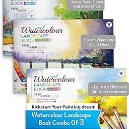 Watercolour Landscape Painting Book for Artists | Quality Watercolor Paper | Step by Step Guide | Set of 3 Landscape Drawing and Colouring Book-27