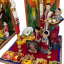 Traditional Indian Housewarming Ceremony Family Doll Set – Handmade Decorative Golu Dolls for Gruhapravesam, Bommala Koluvu & Return Gifts (Wine Red)-image-31