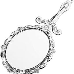 UJEAVETTE® 3xMini Folding Retro Antique Oval Makeup Cosmetic Handle Mirror Pocket Silver-image-38