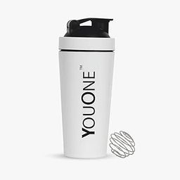 YOUONE Stainless Steel Shaker Bottles For Gym - 100% Leakproof Guarantee, Ideal For Protein, Pre Workout, Bcaas & Water Bpa Free Material (White)-23