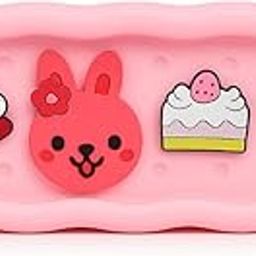 SANROI Kuromi Theme Silicone Pencil Pouch for School Girls | Cute Zipper Pencil Case with Charms | Soft Rubber Stationery Box for Kids | Purple Pouch for Girls (Candy Pink)-19