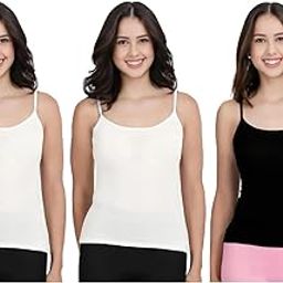 Fox World Womens/Girls Cotton Adjustable Strap Slip Camisole Pack of 3-image-53