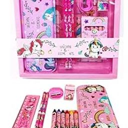 ECLET Pencil Box Set for School,Stationery Gift Set for Bots/Girls Unicorn Art Metal Pencil Box (Set of 1, Multicolour)-image-27