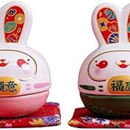 ATORSE 2X Ceramic Rabbit Figurine Piggy Bank Container Saving Box Decor-picture-13