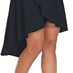 Women's High Waist Wrap Ruffle Hem Asymmetric Skort High Low Flowy Midi Skirt with Shorts-image-53