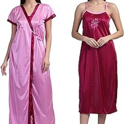 Women's Satin Full Length Maxi Night Suit/Nighty/Nightdress/Night Gown for Women and Girls-image-6