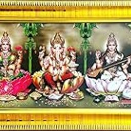 7 Hills Store Wood Five Hindu God And Goddess Small Size Photo Frame For Pooja - Five God Photos In A Frame For Pooja (33 Cm X 13 Cm),Wall Mount, Rectangular, Multi-image-85