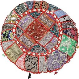 INDIGENOUS Eye-catching Cotton Embellished Khamadiya Patch Work Pouffes-image-34