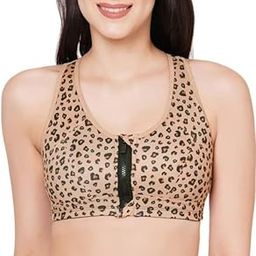 Plus Size Sports Bra Made with Bamboo I Medium Impact Adjustable Padded Bra I Full Coverage Innerwear for Women with Front Zip Closure and Racerback Design-13