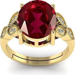 lmdprajapatis 7.25 Ratti 6.50 Carat Ruby Manik Original Certified Gold Plated Gemstone Adjustable Ring For Men With Lab Certificate-picture-2