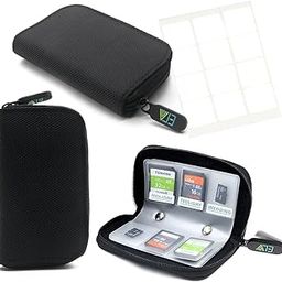 Elv Portable Memory Card Storage Wallet Protective 22 Slots Sd Card Carrying Case - Soft Black-image-21