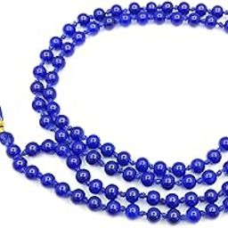 Natural Blue hakik mala original Blue agate 108+1 beads mala Blue Agate Stone Chain Neela Hakik Mala Agate Stone Chain for Men and Women-image-7