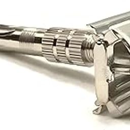 Loyalmart Men's Double Edge Smooth Safety White Shaving Razor 10 CM Long Handle (Butterfly Open Mechanism, Bestt Grip and Brass Body)-image-87