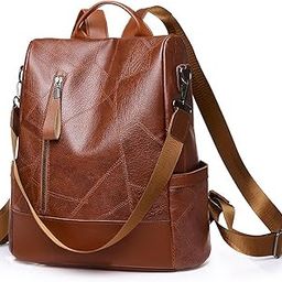 Backpack for Girls Women PU Leather Travel Backpack Vintage Shoulder Bags Soft PU Backpack Handbag Sling Shoulder Purse Bag for Women and Girls Gifts, Brown-image-91
