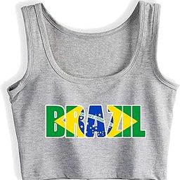 Crop Top Female Brazil Inscription Fashion Print Tops Women Cotton Silver-image-30