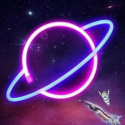 SATYAM KRAFT 1 Pcs Neon LED Light Planet Design for Home Decoration, Gifts, Night Light, Kids Bedroom, Living Room, Wall Decor Purpose with USB Plug in Light (Pink and Blue Colour)-picture-13