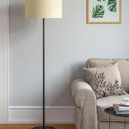 J.H HAMDICRAFT 5,feet Modern Black Metal Floor Lamp Shade for Living Room Corner, Home, Hotel, Office (Off White Shade 12 Inches,-3