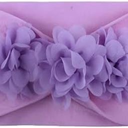 Shivashay Baby Headbands Nylon Strechable Soft Flower Bow Hairbands for Newborns, Infants, Toddlers and Kids 0-3 Years (Purple)-image-65