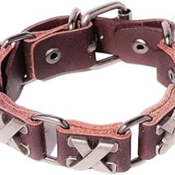 Fancy Black Cross Leather Bracelets for Men-image-91