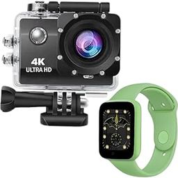 Drumstone Combo Pack of 2 Items- 4K Waterproof Sport Camera,170 Degree Wide Angle WiFi HD Cam, 16MP with D20 SmartWatch Heart Rate & Blood Pressure Monitor, Sleep Monitor (Green Color)-image-25
