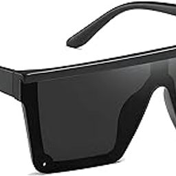 Oversized Square Sunglasses Black Frame Dark Lenses Flat Top Design For Men & Women-image-12