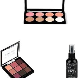 SWISS BEAUTY Ultra Blush Palette, Face MakeUp, Multicolor-02, 16g&Swiss Beauty Ultimate 9 Color Eyeshadow Palette&Swiss Beauty MakeUp Fixer-16
