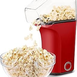 Hot Air Popcorn Popper Maker with with Measuring Cup to Portion Popping Corn Kernels + Melt Butter, Makes 16C, Red-image-23