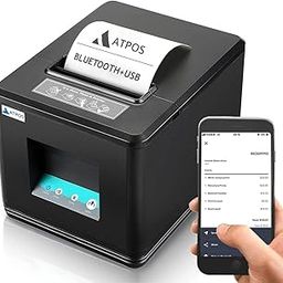 ATPOS AT-301 80mm (3 Inches) Direct Thermal Receipt Printer with Auto Cutter | ESC/POS Print Billing (Bluetooth + USB)-0