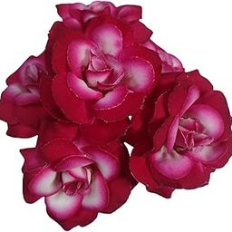 Bridal Hair Pin Bun Pin Accessories/Fancy Golden Juda Pins with Artificial MAGENTA WHITE COLOR Flowers Hair Pin for Women and Girls hair pins for women wedding - Set of 6 PCs-61