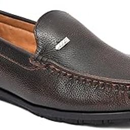 Men's Genuine Leather (NDM Leather) Handmade Brown Brush Off Loafer Shoes-image-22