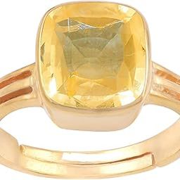 14.25 Ratti Natural Yellow Sapphire Pukhraj Gemstone Panchdhatu Adjustable Gold Plated Ring Astrological Purpose for Men and Women (Lab Certified)-image-27