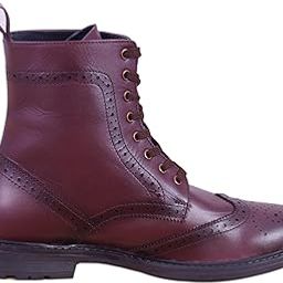 Genuine Leather Wingtip Brogue Boot - Handmade Premium High Ankle Shoes For Men-image-92