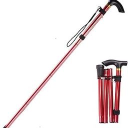 Fullgaden Upgraded Version Hiking/Trekking/Camping Stick&Pole Foldable, Portable, Adjustable Hand Walking Cane, Mountaineering Crutches Outdoor for Men, Women, Red-image-4