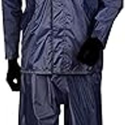 Men's Polyester PVC Coated Waterproof Raincoat Biker (Large) Blue-picture-15