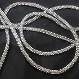 MS ZARIWALA Glass Crystals Rhinestone Rope - Sparkling Glitter Cord for Bridal Appliqué, Drawstrings, Hoodies, Sneakers, DIY Crafts and Dressmaking | Cut‑to‑Fit Bling Trim (3 Meter, Silver)-image-27