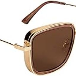 UV Protected Square Unisex Sunglasses - (Brown Lens | Silver Frame | Mirrored Sunglasses)-image-64
