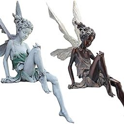 TOG Fairy Statue Yard Pond Figurine Home Patio Angel Sculpture Ornament Gray Garden Decor Statues & Lawn Ornaments-image-2