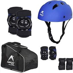 Skating Cycling Protection Kit for Kids Boys Girls Seniors - Headguard Helmet,Knee Guard,Elbow Guard,Palm Gloves| Ideal Protective Set with Skating Bag for Quad Skates Age 4-16 Years (Medium, Blue)-8