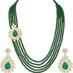 peora Indian Traditional 18K Gold Plated Kundan Pearl Long Necklace with Earring Jewellery Set for Women Girls-picture-20