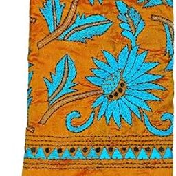 Women's Hand Embroidered Kantha Work Silk Blouse Material - 1 Meter; 725011-image-34