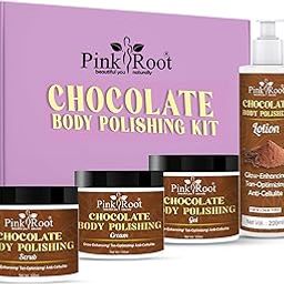 Pink Root Chocolate Body Polishing Kit for Exfoliation, Tan Removal & Intense Moisturization- for Men & Women-29