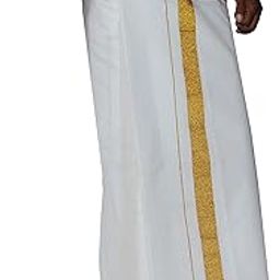 Jari Border Welcro Pocket dhoties for mens- 2inch Jaro border Readymade dhoties for mens-image-90