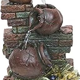 Water Fountain with LED Light - Villa La Piccolina Water Urns Garden Decor Tabletop Fountain - Desk Fountain Water Feature-image-40
