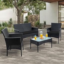 MJA FURNITURE Outdoor Sofa for Balcony, Garden 4 Seater | Wicker Balcony Table Chair Set | 4-Piece Waterproof Outdoor Furniture | Patio Bistro Set-image-52