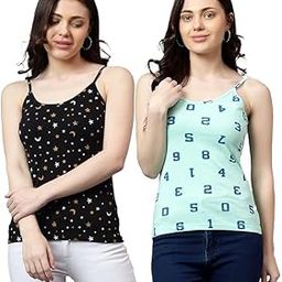 Women's Super Combed Cotton Rib Fabric Slim Fit Printed Top(Pack of 2)-15