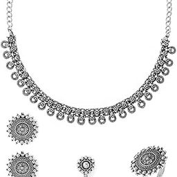 Oxidised Silver Plated Jewellery set for women-image-12