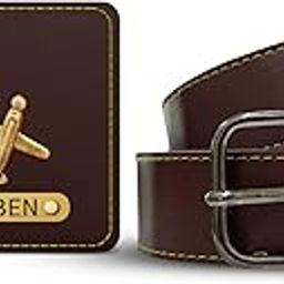 Men's Gift Combo - Faux Leather Adjustable Waist Belt & Wallet with Name & Charm -Stylish Combo for Birthday, Anniversary & Special Occasions (Brown)-image-64