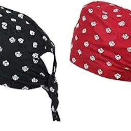 bismaadh 2 Piece Khanda Printed 100% Cotton Adjustable Patka, Bandana, Skull Cap for Men & Women-picture-19